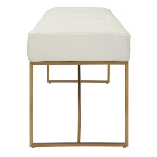 Uttermost Swale Ivory Leather Bench - Picture 2 of 5