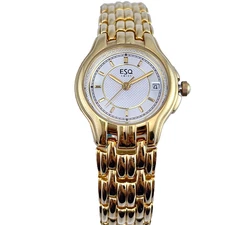 ESQ BY MOVADO SWISS GOLD BRACELET SILVER DAIL WITH DATE WOMEN WATCH 100457A