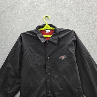 VINTAGE Fox Racing Men Jacket XL Black Y2K Logo Activewear Snap