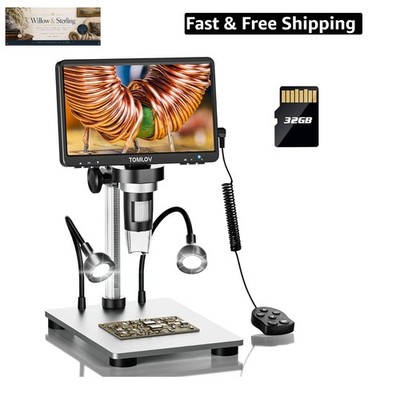 DM9 7'' Digital Microscope: 1080P 1200X Coin Microscope Magnifier, 12MP Ultra-...