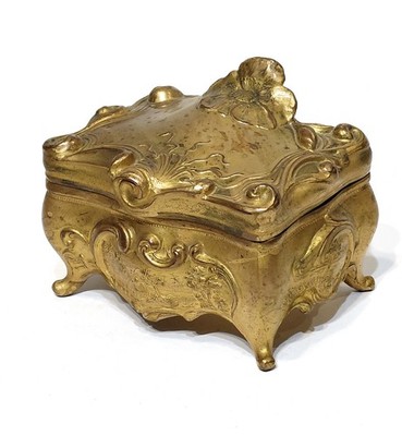 Rustic W.B. Mfg Co Art Nouveau Gold Antique Jewelry Trinket Box FREE SHIPPING!