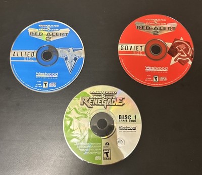 Command & Conquer Red Alert 2  & Renegade PC Lot - 3 Discs - Westwood Studios