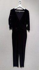 WHITE HOUSE BLACK MARKET JUMPSUIT WOMEN 8 Black Travel Vacation Stretch Pockets