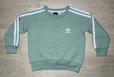 Adidas Originals 3 Stripes Fleece Sage Green Sweater Long Sleeve Youth Size 3