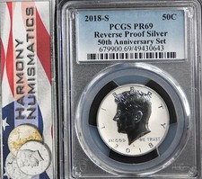 2018-S Kennedy Half Dollar Silver Reverse Proof PR69 50TH Anniv Set Blue Label