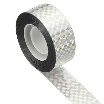 Reflexband für Vogelscheuche, 80m x 2,4cm PET Silber kariert
