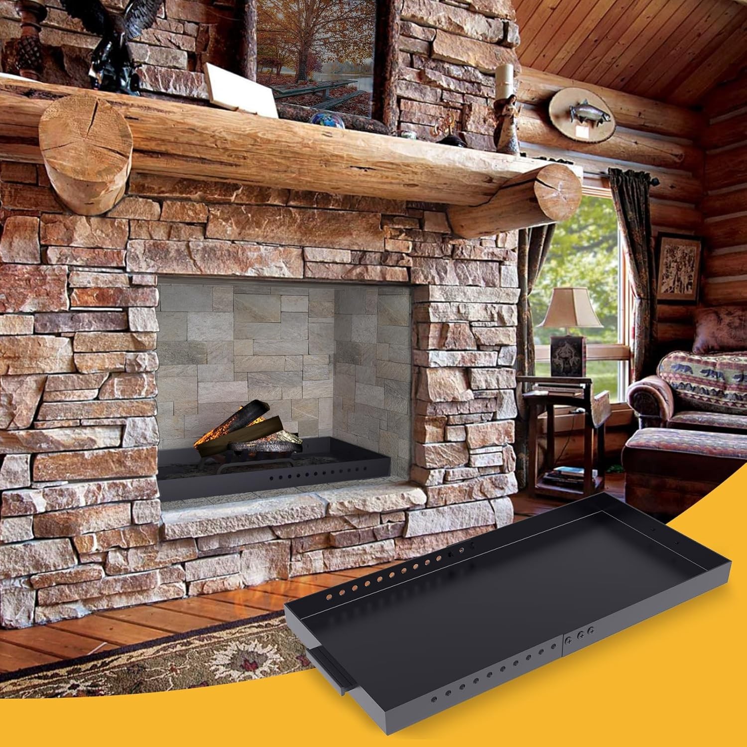 Rectangle Fireplace Tray Small Size,13" Front to Back Adjustable Ash Pan for... 