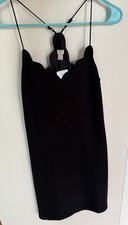 J.CREW Women's Black Scalloped Sphagetti   Sleeveless Dress Adjustable Straps 0