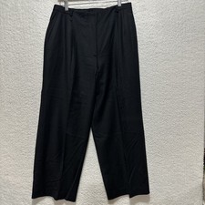 Talbots Women's Dress Pants Size 14 VTG Black Wool Blend Pleated Cuffed Lined
