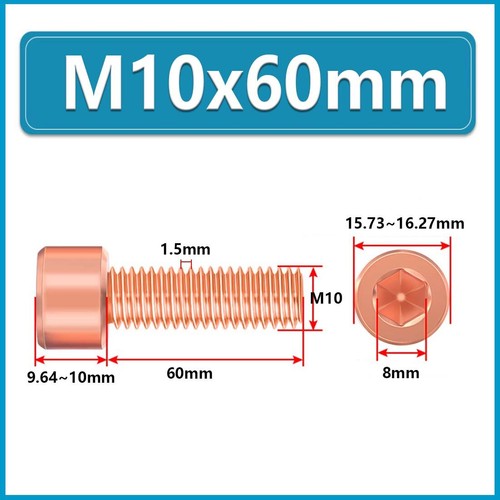 99% T2-Copper M3 M4 M5 ~ M12 Hexagon Socket Cap Allen Key Head Metric Bolts - Picture 73 of 83