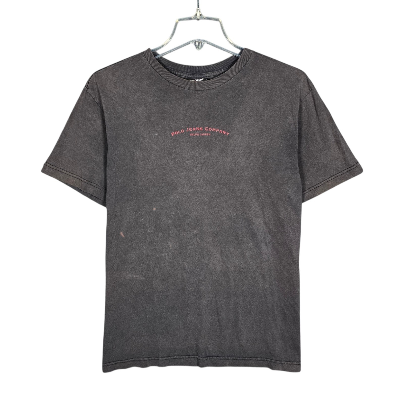 Vintage Y2K Polo Jeans Co Ralph Lauren T-Shirt Mens Small Faded Black Distressed