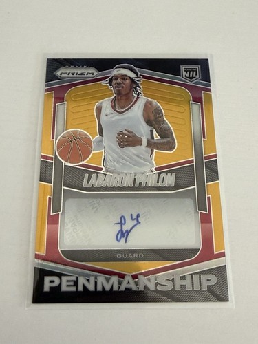 2025-26 Panini Prizm Labaron Philon True Gold  Auto /10 Penmanship PEN-LPA 76ers