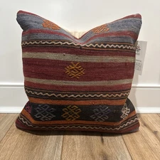 New Barker Textiles Decorative New Zealand Wool Pillow  15" Square Pillow BOHO