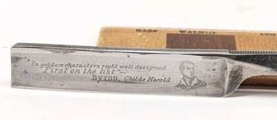 Wade & Butcher Lord Byron Poam Quotes Child Herold Vintage Straight Razor RARE