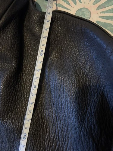 Vintage Perry Ellis Aviator Leather Jacket Mens Large sheepskin Collar image 17