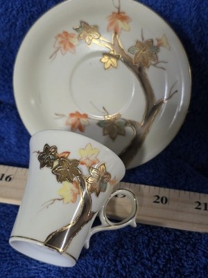 Beautiful Delicate Craftsman Tea Cup And Saucer Hand Painted MCM