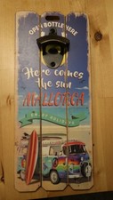Flaschenöffner Wandmontage Deko Beach Mallorca - Holz H34cm x B15cm