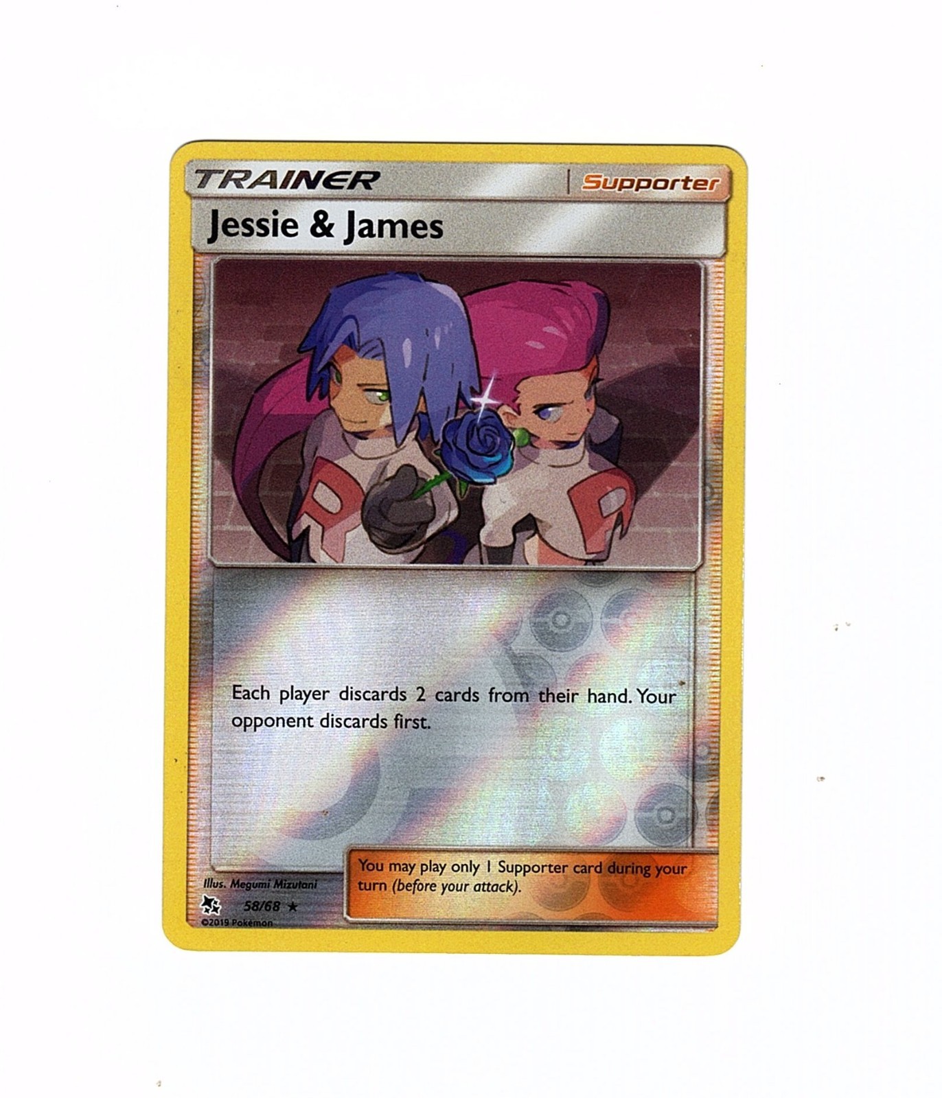 Jessie & James 58/68 Hidden Fates Reverse Holo Rare - Pokemon Card NM