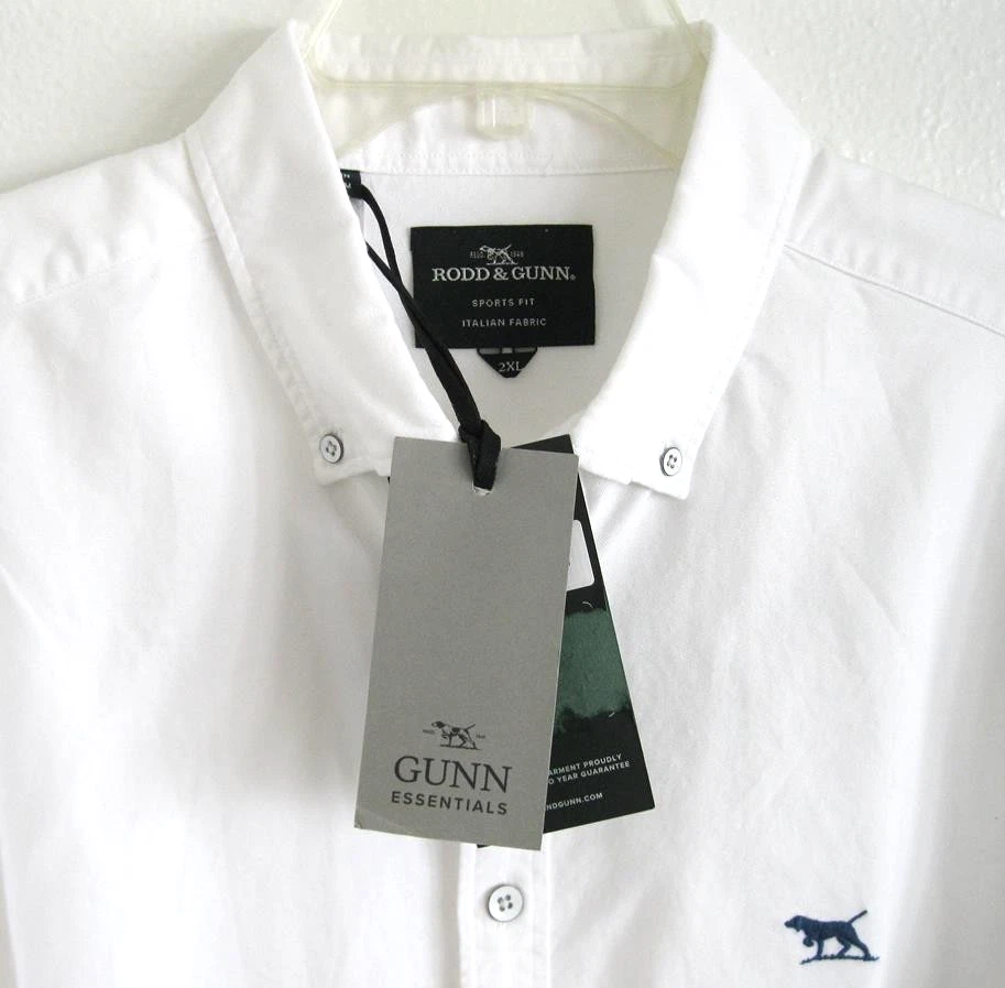 Мужская рубашка с длинным рукавом RODD & GUNN Albini Sports Fit размер 2XL белоснежная - новая с ценниками - Изображение 3 из 4