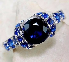 2CT Treated Blue Sapphire 925 Solid Sterling Silver Ring Jewelry Sz 7 UB4-6