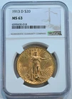 1913  D   $20  Saint-Gaudens  NGC graded   MS63   Gold  Double  Eagle !!!!