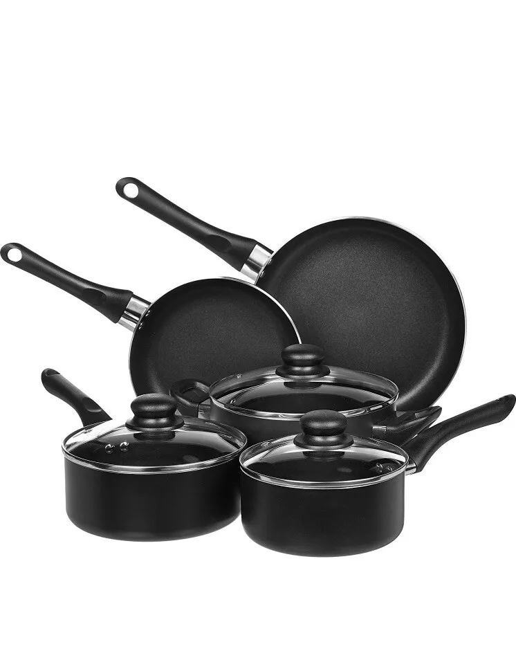 Basics 8-Piece Non-Stick Cookware Set - Black