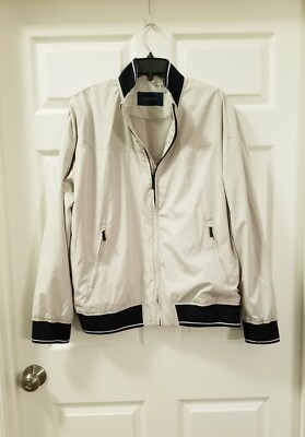 Perry Ellis Water Resistant Stripe Banded Zip Jacket Size XL