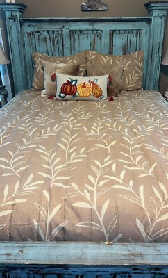 Clover By Jo - Queen 3 Piece Reversible Comforter Set - Beige/White **throw pill