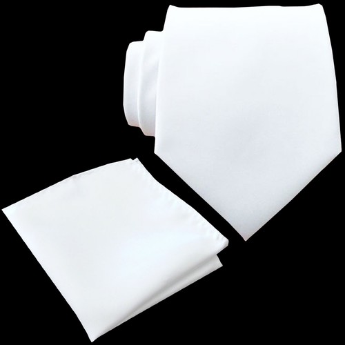 New Men's Solid Neck Tie And Pocket Square Hankie Set Wedding Party Formal Prom - Picture 2 of 34