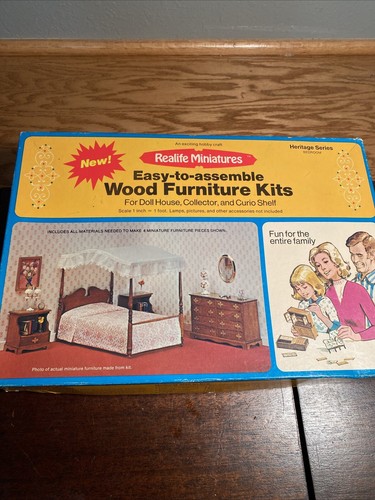 1974 Real Life Miniatures Wood Furniture Kit Heritage Series Bedroom 188