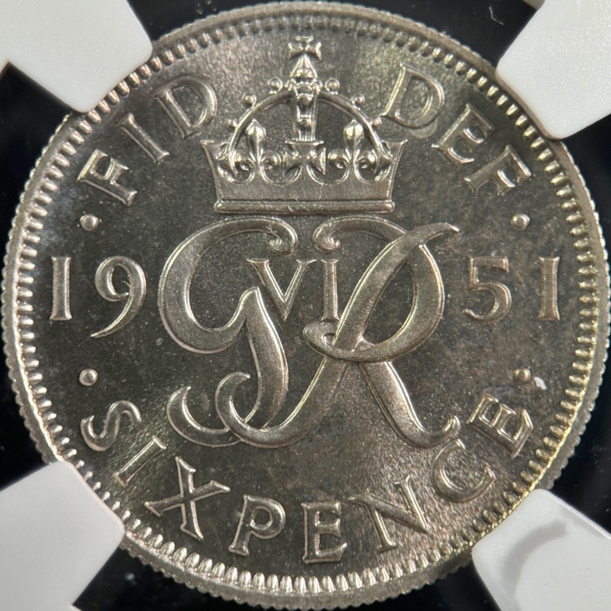 GREAT BRITAIN. 1951, 6 Pence - NGC PF65 - KGVI, Crowned Monogram
