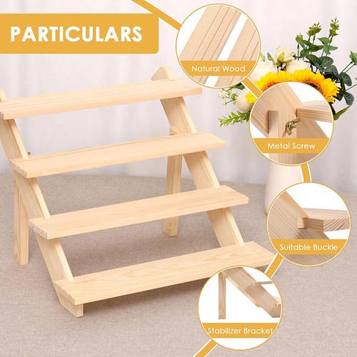 3/4/5 Tiers Wooden Earring Display Rack Jewelry Rings Shelf Watch Stand Holder - Picture 5 of 16