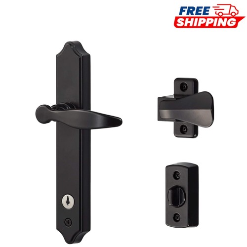 Durable Matte Black Storm Door Lock with Key for Easy Installation and Elegance