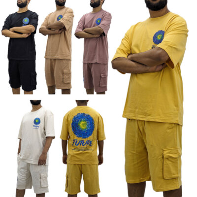 Zara Mens Co Ord Set Oversized T Shirt and Bermuda Shorts Summer Beach T  Shirts UK