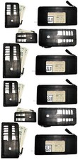 Lot of 12 Black Solid Genuine Leather Wallet, Zipper Case Credit Card ID Holder