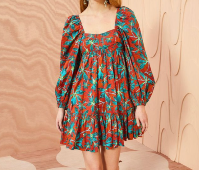 Ulla Johnson Alita Tropical Print Long Sleeve Cotton Dress Size 4 | eBay