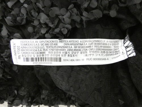 Zara Blouse Black Floral Applique Crop Top Sheer Mesh 3D Flowers size M Molly - Picture 12 of 14