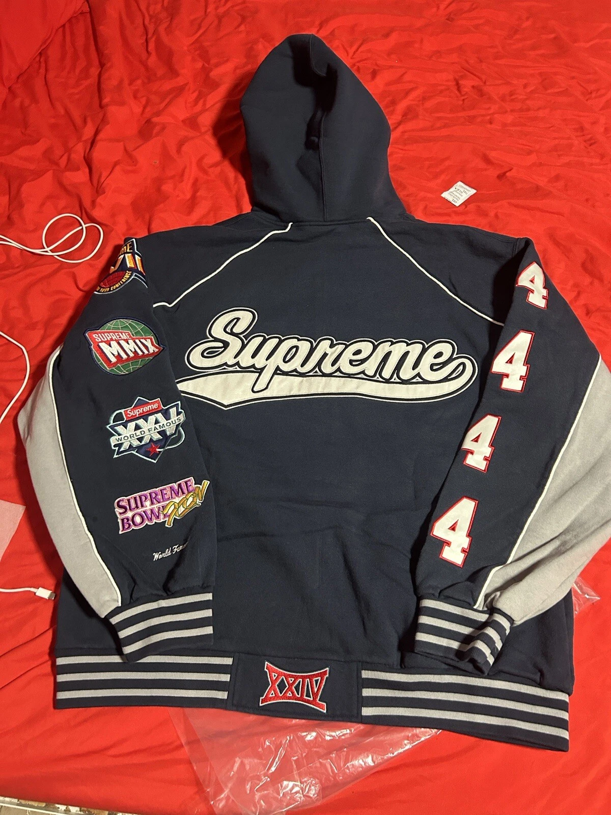 Sweat à capuche zippé Supreme Playoffs bleu marine   XL   Livraison dès que possible