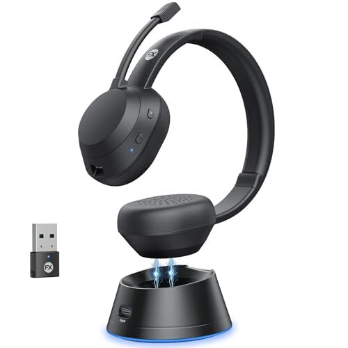 Wireless Headset, Wireless Headphones with Mic(AI Noise Cancelling), 65 Black - Picture 2 of 8