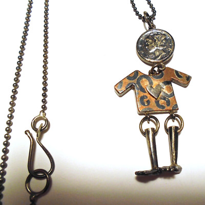 TECHNO DJ Sterling 925/Copper MERCURY DIME FIGURAL Kinetic '96 PENDANT/Necklace