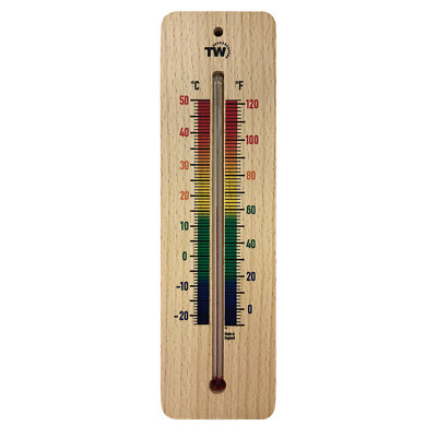 Raumthermometer aus Holz - 215 mm mehrfarbig bedruckt Wand Haus Gewächshaus IN-300