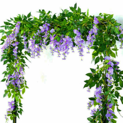 4X lila Knstliche Wisteria Blumen Vine Garland Pflanzen Laub Hinter Blume  Ivy | eBay.de