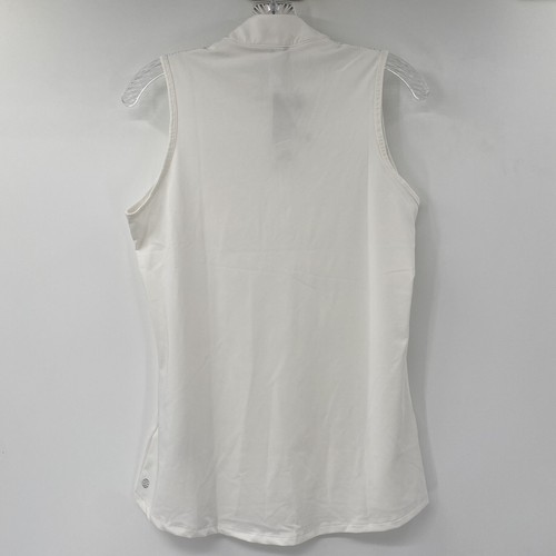 Adidas Women's Med White Green Quarter Zip Sleeveless Golf Polo Shirt NWT - Picture 3 of 7