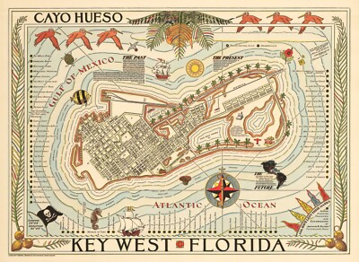 Vintage Map of Key West, Florida  : Archival Quality Art Print