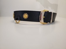 Gianni Versace Leather Belt Medusa Gold Diamond Size 70/28 Black 90's Vintage 
