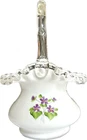 VINTAGE FENTON - VIOLETS IN THE SNOW-SILVER CREST RUFFLED TOP BASKET VASE