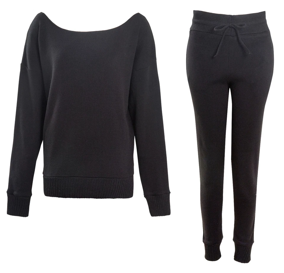 Terno lounge feminino de malha tamanho grande feminino Coord inverno 2 peças conjunto 8-14  - Imagem 2 de 2