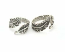 Feather Adjustable Ring AntiqueSilver Plated Brass 16mm 5US size Adjustable 2298