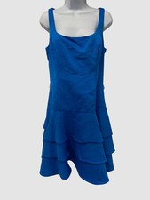$265 Ralph Lauren Women's Blue Square Neck Faille Cocktail Dress Size US 10
