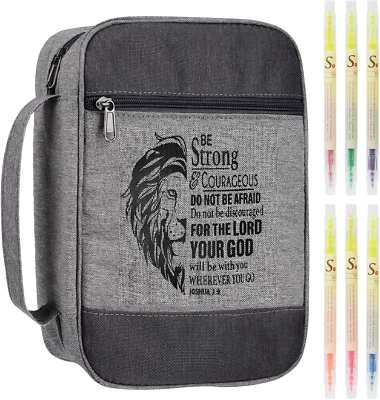 FAITHFUL HERS Gray Bible Cover Case Set with Highlighter Pockets for Men and Boys